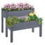 Boîte à fleurs surélevée en bois à 2 niveaux de 34 x 34 x 28 pouces pour cultiver des légumes, des herbes et des fleurs, gris
