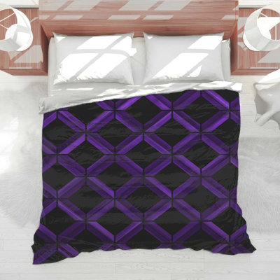 Édredon mauve à motif géométrique