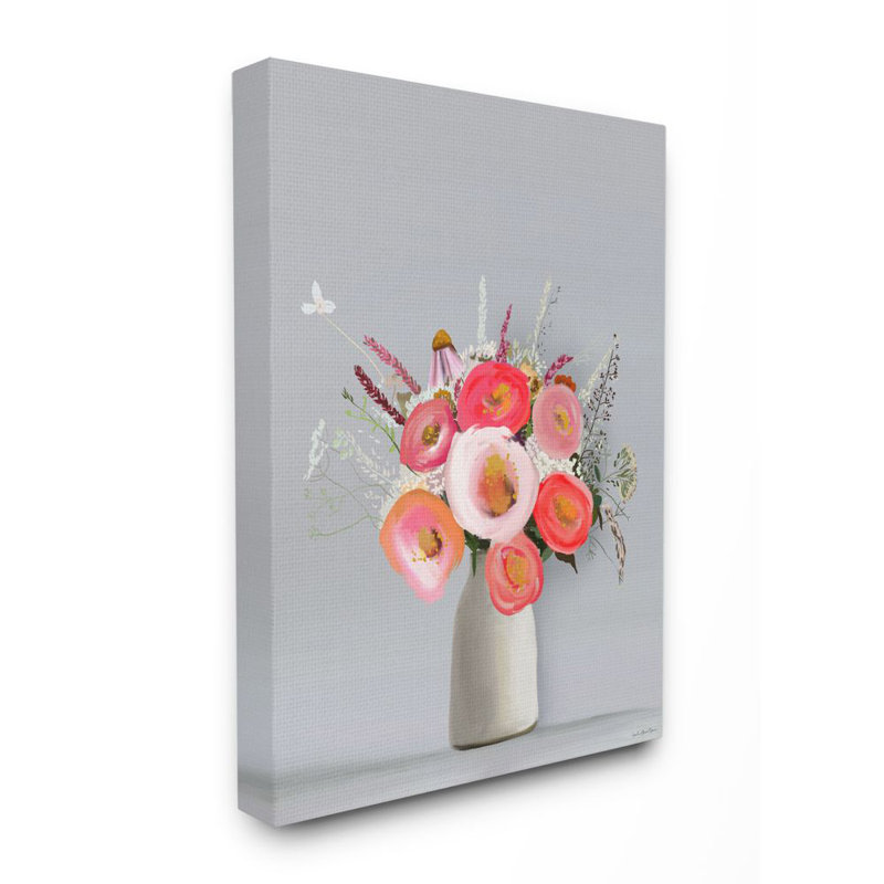 « fleur vase rose gray » par leah straatsma-reproduction d’art, Toile tendue, H 48 po x l 36 po x P 1,5 po