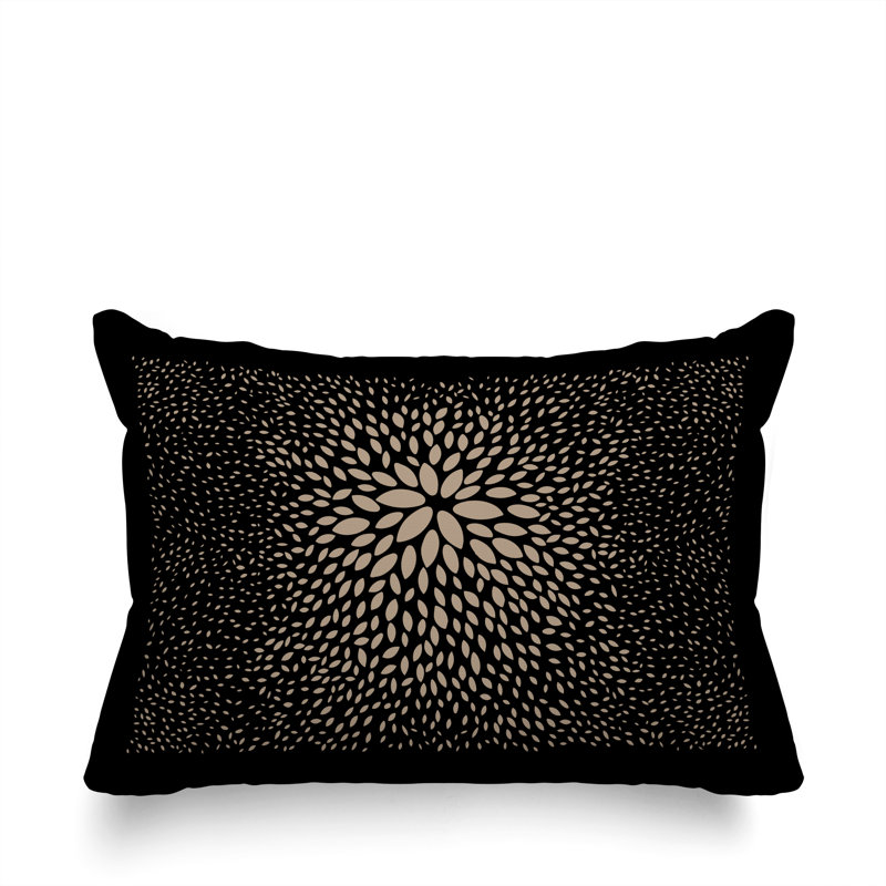 Housse et insert de coussin rectangulaire intérieur / extérieur en polyester filé Bavière, Beige / noir