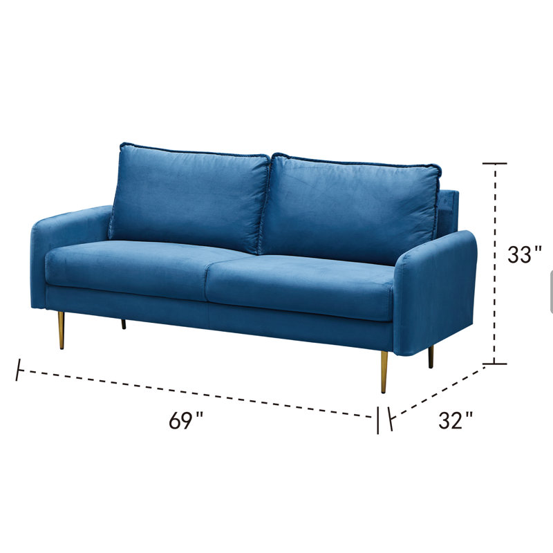 Govany 57.8'' Velvet Loveseat, 34" H x 69" W x 32" D, Prussian Blue Velvet