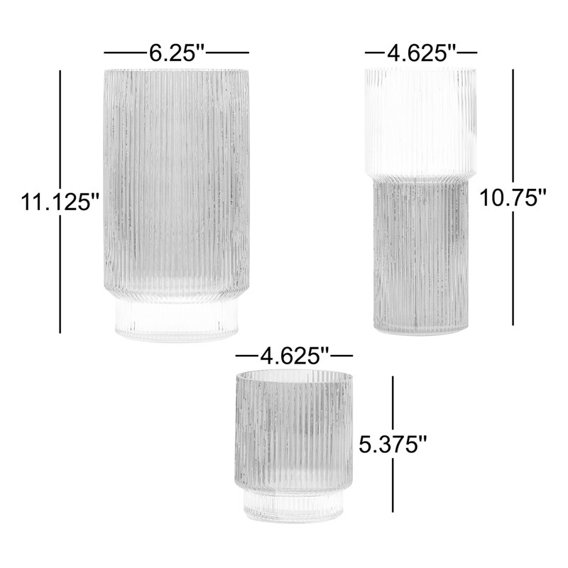 Vase en verre cannelé en zinc, Canneberge