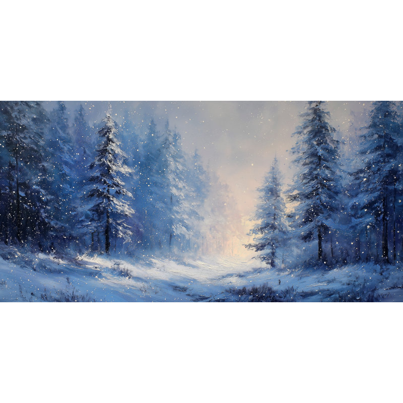«Midnight Snowfall Forest Path», art mural sur toile tendue, H 20 po x l 40 po