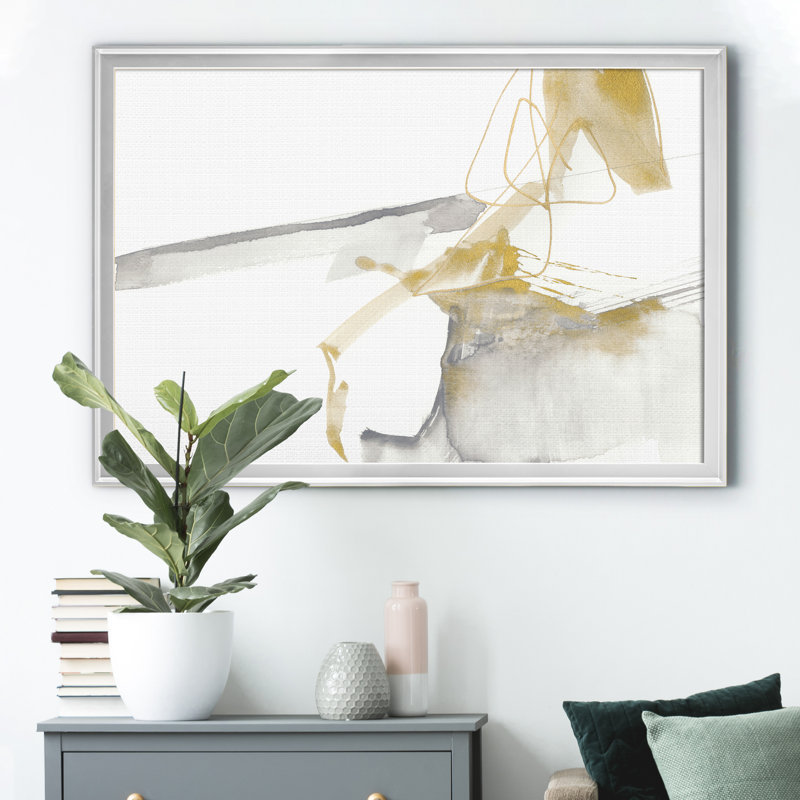 «Gold & Gray Exploration VII», reproduction d'art sur toile encadrée, Argent, H 30,5 po x l 42,5 po x P 1,5 po