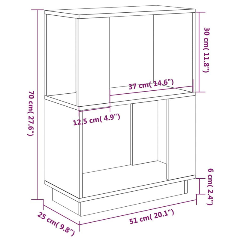 Giyanna 70cm H x 51cm W Solid Wood Etagere Bookcase, Brown