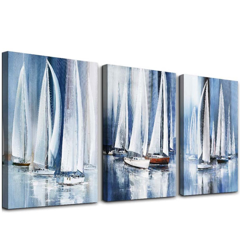 3 Piece Wrapped Canvas Print, 40 cm H x 90 cm W