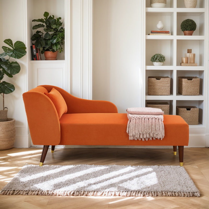 Chaise longue en velours Dunwall, Orange