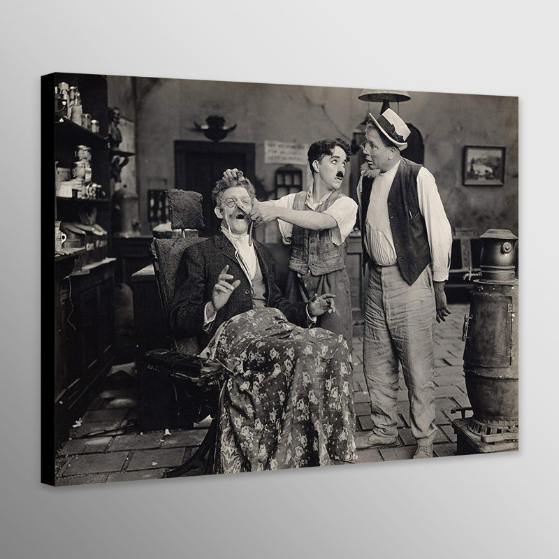 Charlie Chaplin Barbers - Movie - Wrapped Canvas Print, 81cm H x 117cm W