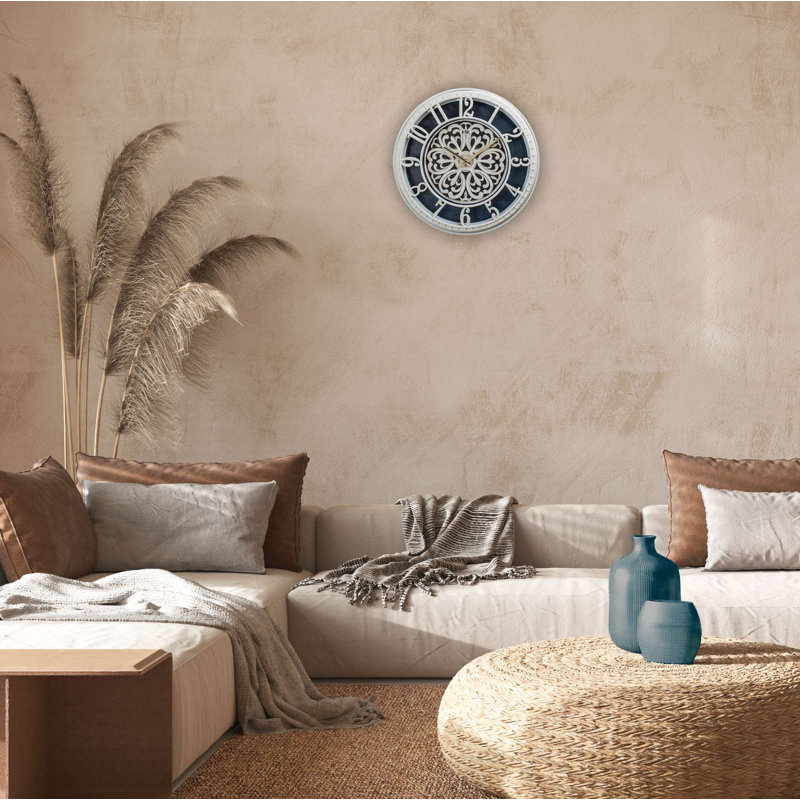 Silent Sweep Decorative Wall Clock, White, 15.7 x 15.7 inches | Durable 90% Plastic & 10% Glass | Modern Design for Home or Office | Calm & Noise-Free Timekeeping | Perfect for Any Room Decor