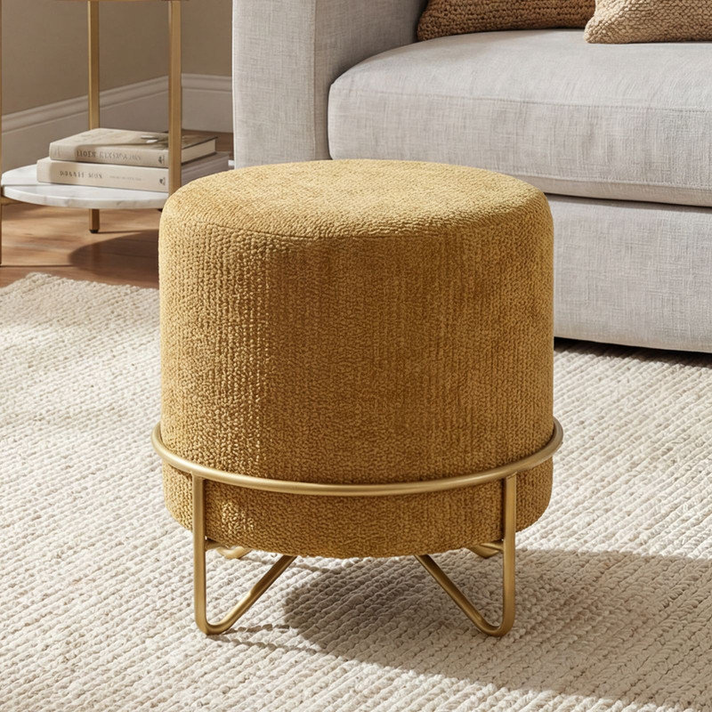 36cm Wide Round Standard Ottoman, Yellow