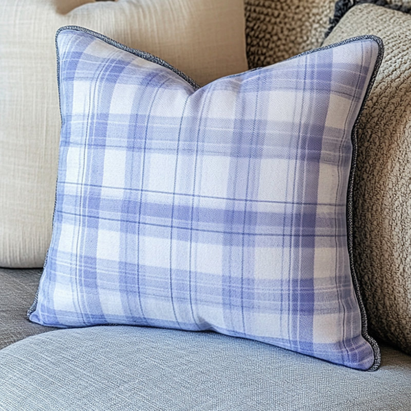 Coussin bleu et blanc