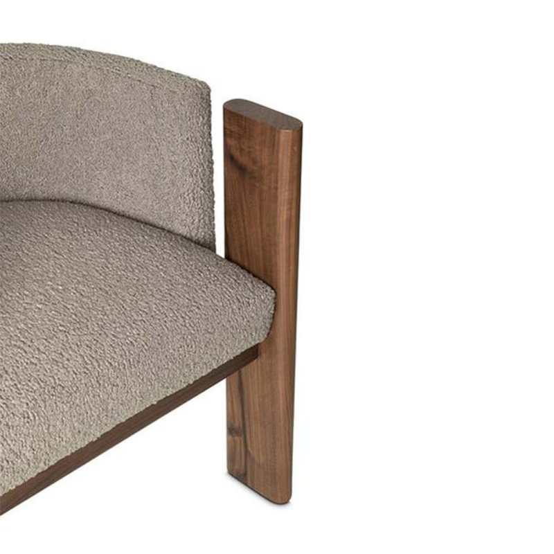 Egg Designs Boucle & Walnut Occasional Chair, Gray