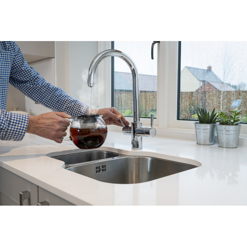 InSinkErator 4N1 Touch Chrome J Shape Instant Filtered Steaming Hot Water Tap