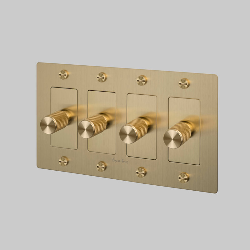1G Dimmer / Logo, Brass, 4 Gang