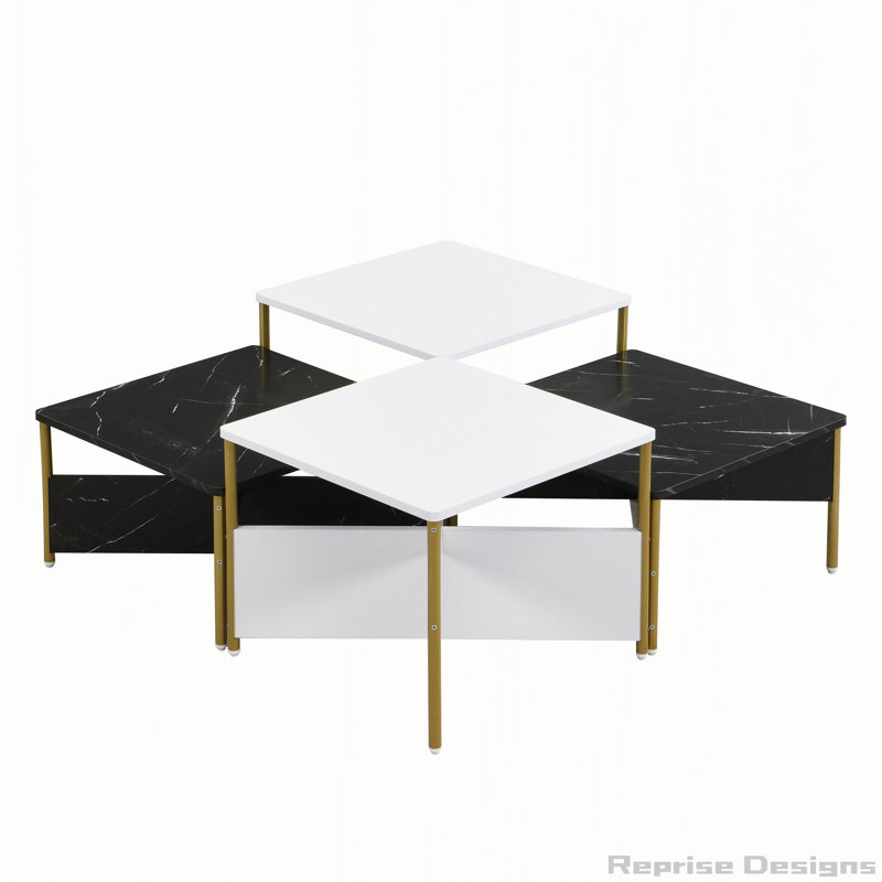 Ensemble de 4 tables basses Modern Modern, Noir / blanc