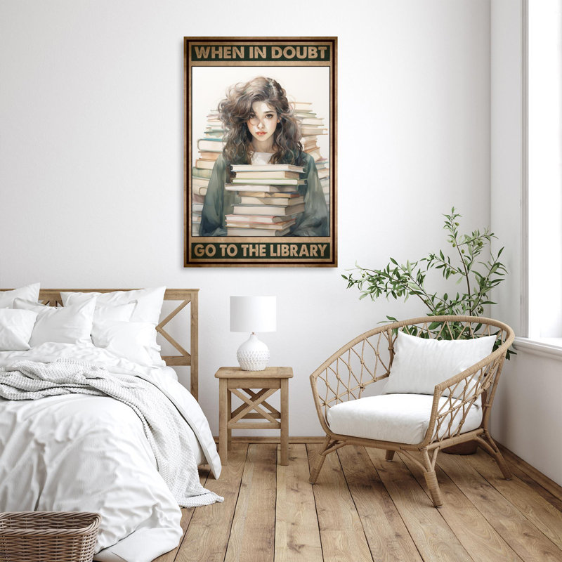 Books Go To The Library - 1 Piece Rectangle Graphic Art Print On Wrapped Canvas, L 24 po x H 36 po