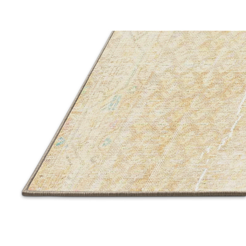 Tapis traditionnel jaune / beige Nabu, Rectangle 2 pi x 4 pi