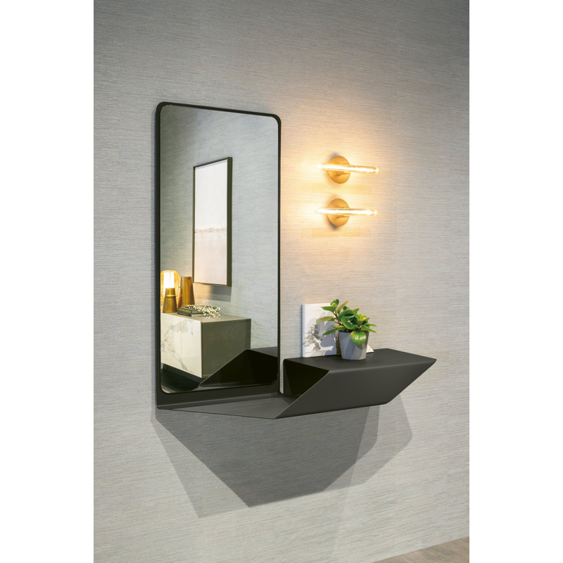 Rodneshia Iron L-Shaped Mirror, Graphite grey