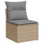  Ensemble de canapé de jardin en rotin PE beige et gris clair grand