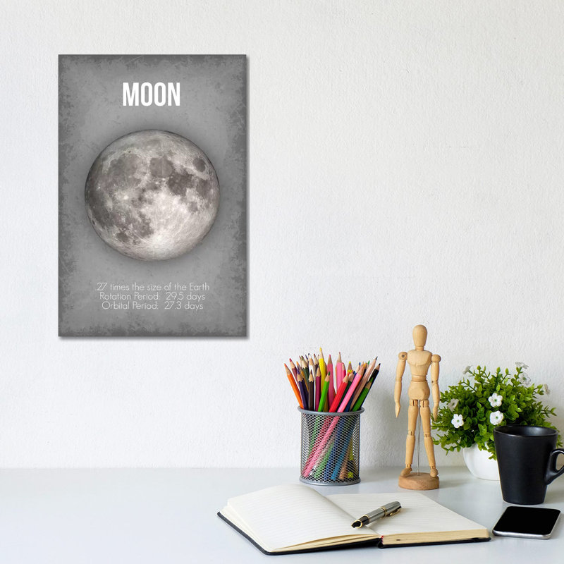 Moon - Wrapped Canvas Painting, 20.32 cm H x 30.48 cm W