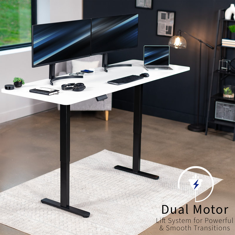 Bureau debout à deux moteurs Vivo Electric, L 82,7 po, Blanc, Noir