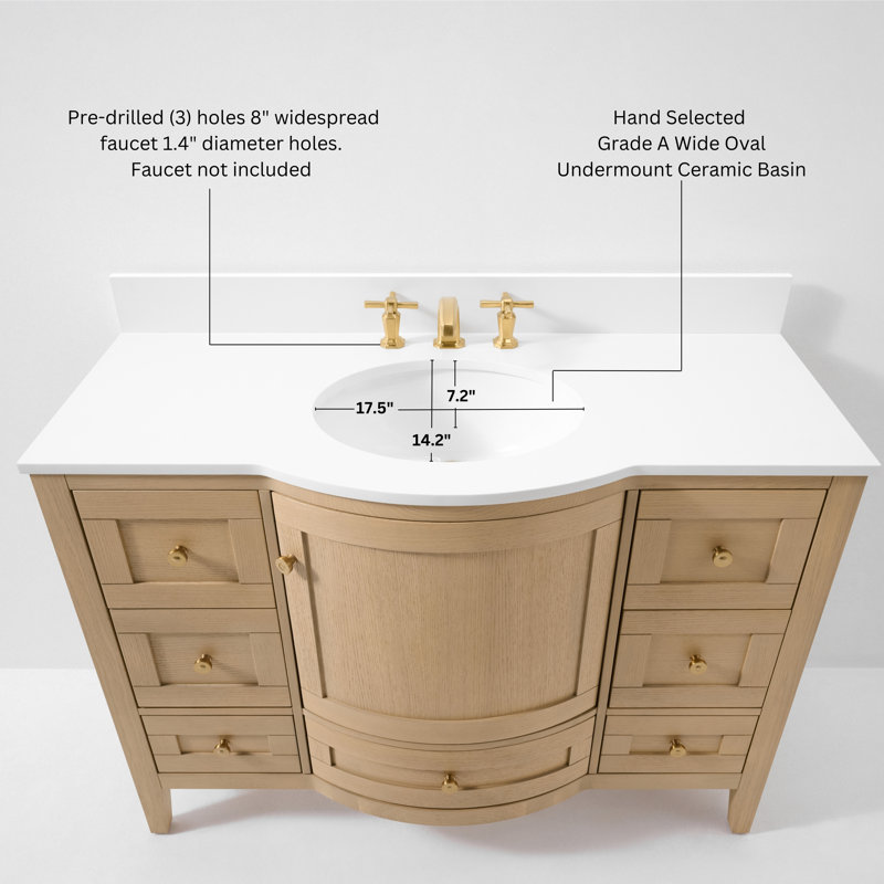 Lauren 48'' W Single Vanity, Gold, Oak