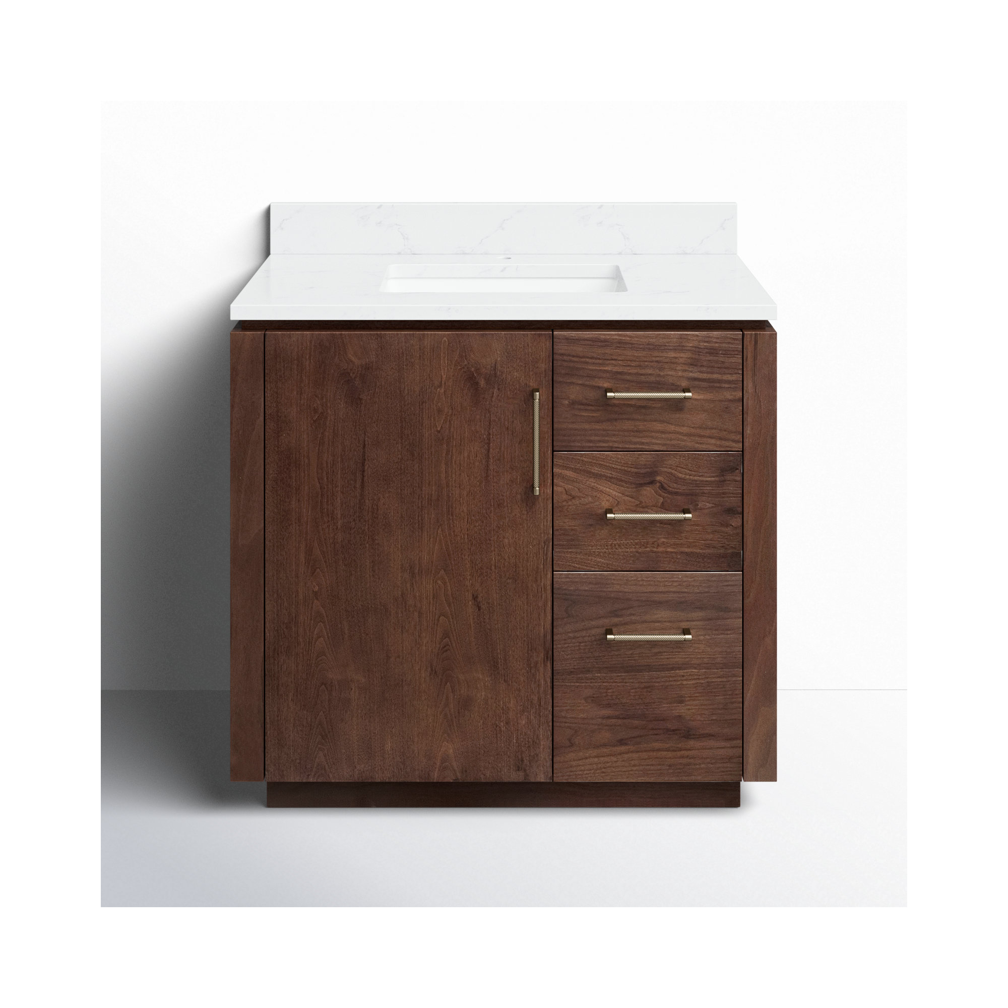 Cloverfield 36'' Single Bathroom Vanity, Natural Walnut, Gold