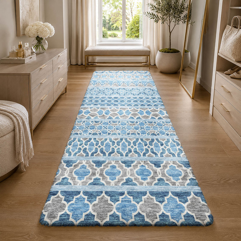 Tapis bohème shggy de rêve lavable à la machine de qualité supérieure, Ciel, 2'3" x 7'6" Runner