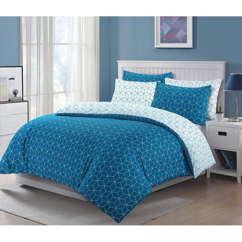 NightComforts Geometric Duvet Cover Set, Single - 2 Standard Pillowcases