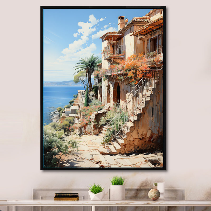 Spain Mediterranean Serenity In Mallorcain - Cityscapes Canvas Wall Art, H 20 po x l 12 po x P 1 po, Cadre flottant noir