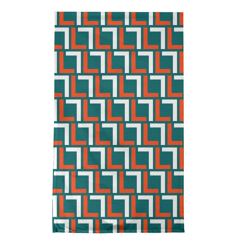 Toeterville Tea Towel Kitchen Towel, Polyester, Orange/White/Aqua