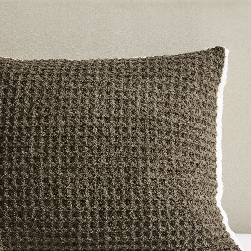 Édredon simple en chenille tricoté gaufré, 100%, 2 taies décoratives assorties, revers, lavable à la machine, ensemble de literie brun foncé, réversible, avec ombrage gris