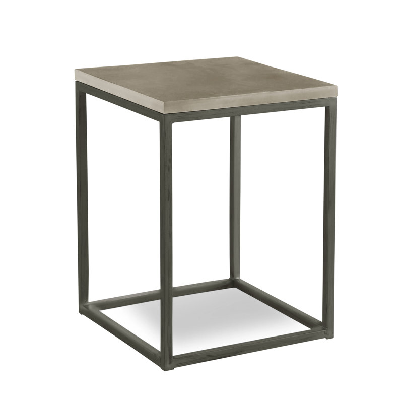 Chaplin Solid Wood End Table, Pickled Oak, Gunmetal