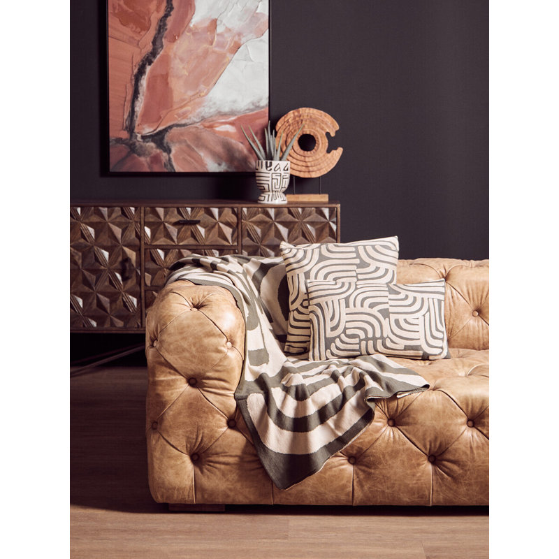 Bosie Machine Woven Throw Blanket, Beige/Green