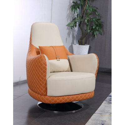 Fauteuil club pivotant en cuir 36 po Elberton