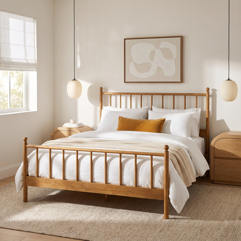 Edward Solid Wood Slat Bed, Queen