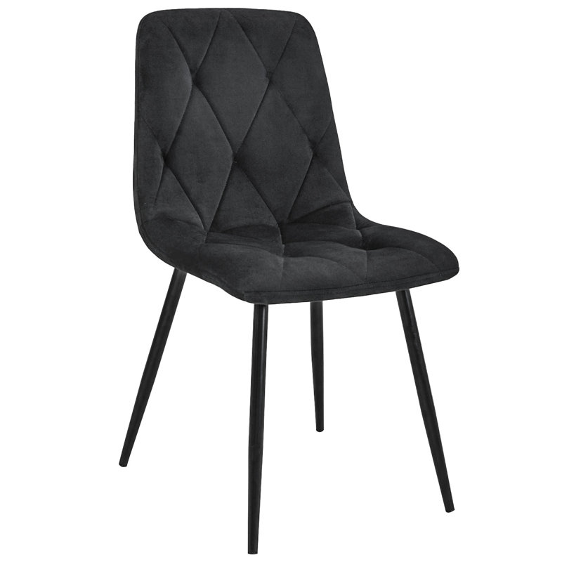 Krzesło Zieleń 47cm H Tufted Velvet Upholstered Upholstered Back Side Chair, Black