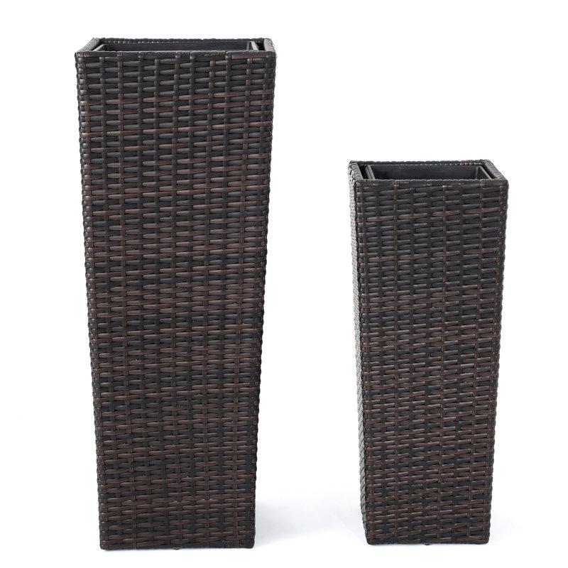 2 Brown Flower Pots - With Iron Core In Including, Brown