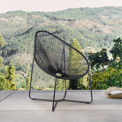 Chaise longue d'extérieur en acier avec corde Lirren Papasan
