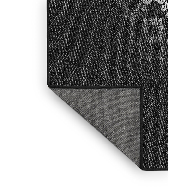 Tapis noir/gris tissé à la machine, Rectangle 2 pi x 4 pi