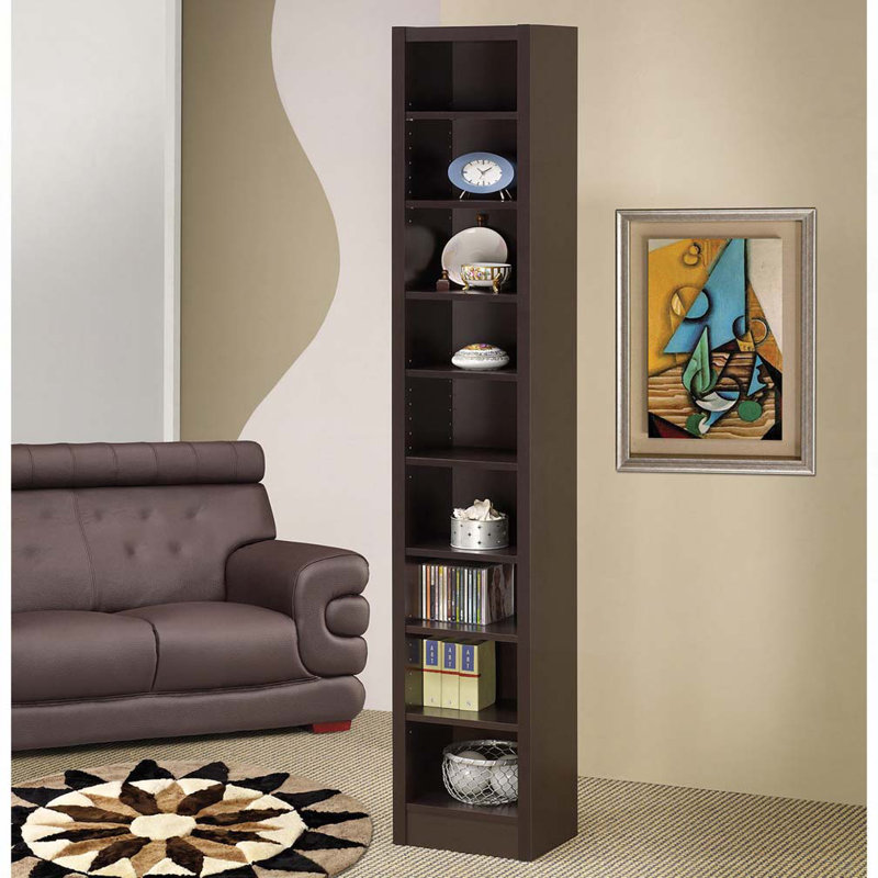Bibliothèque rectangulaire à 8 tablettes avec 2 tablettes fixes