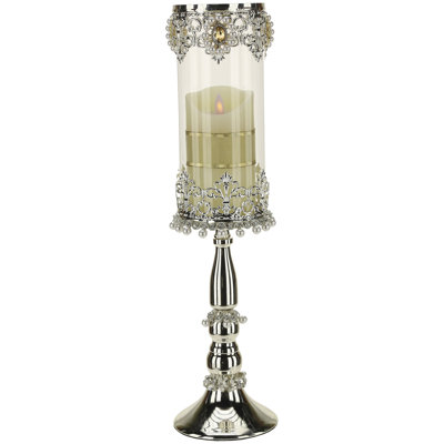 Jeweled Hurricane Pillarholder, Small - 19.5 Inches
