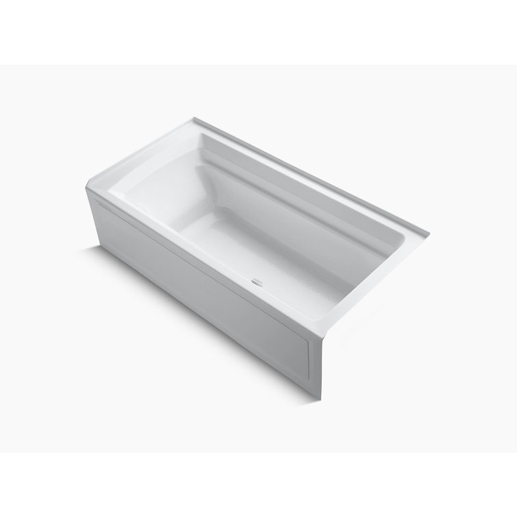 KOHLER Archer 60 in. Left-Hand Drain Rectangular Apron Front Air Bath Bathtub with Bask Heated Surface in White