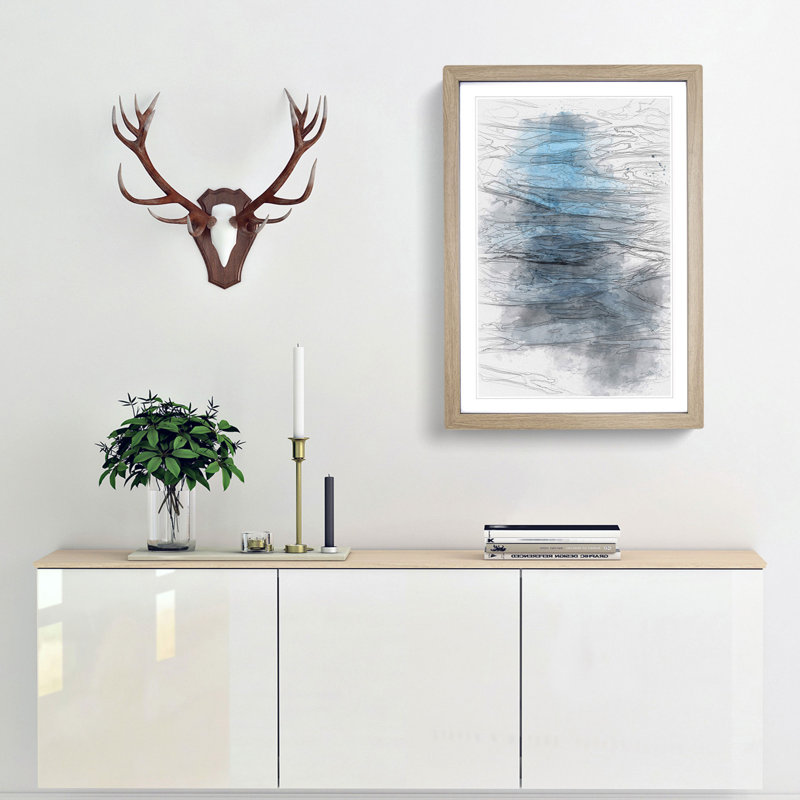 Dark Water in Abstract - Picture Frame Graphic Art Print, 36cm H x 27cm W x 2cm D, Oak Framed