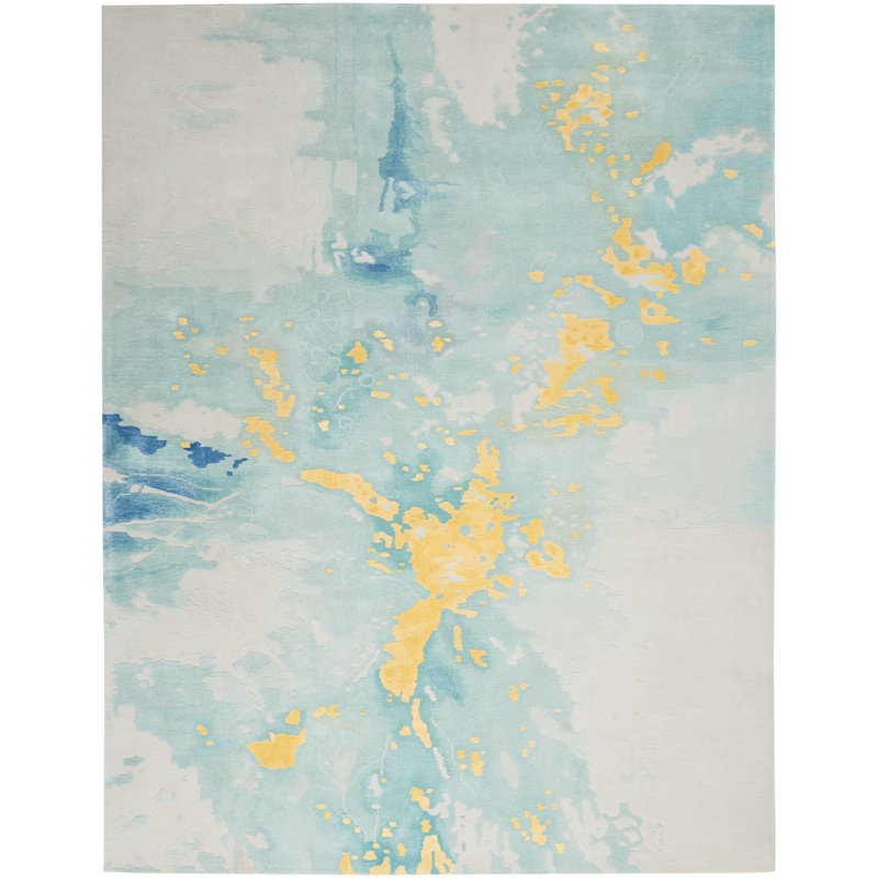 Nourison Prismatic Area Rug Seafoam Gold, Rectangle 2' x 3'