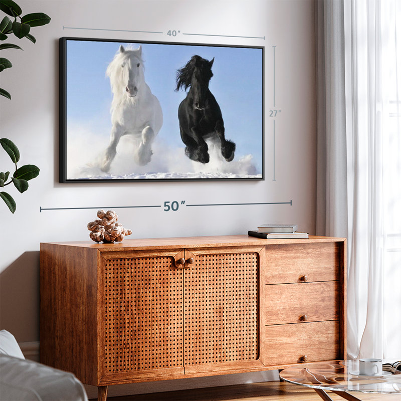 " Winter Friesian Horses Canvas Print ", 27" H x 40" W