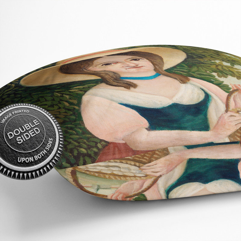 Woman With Basket Of Eggs Square Throw Cushion, 55cm H x 55cm W x 20cm D