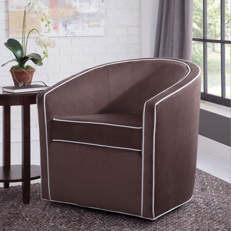 Lengby 29.75Cm Wide Swivel Barrel Chair, Maple Velvet
