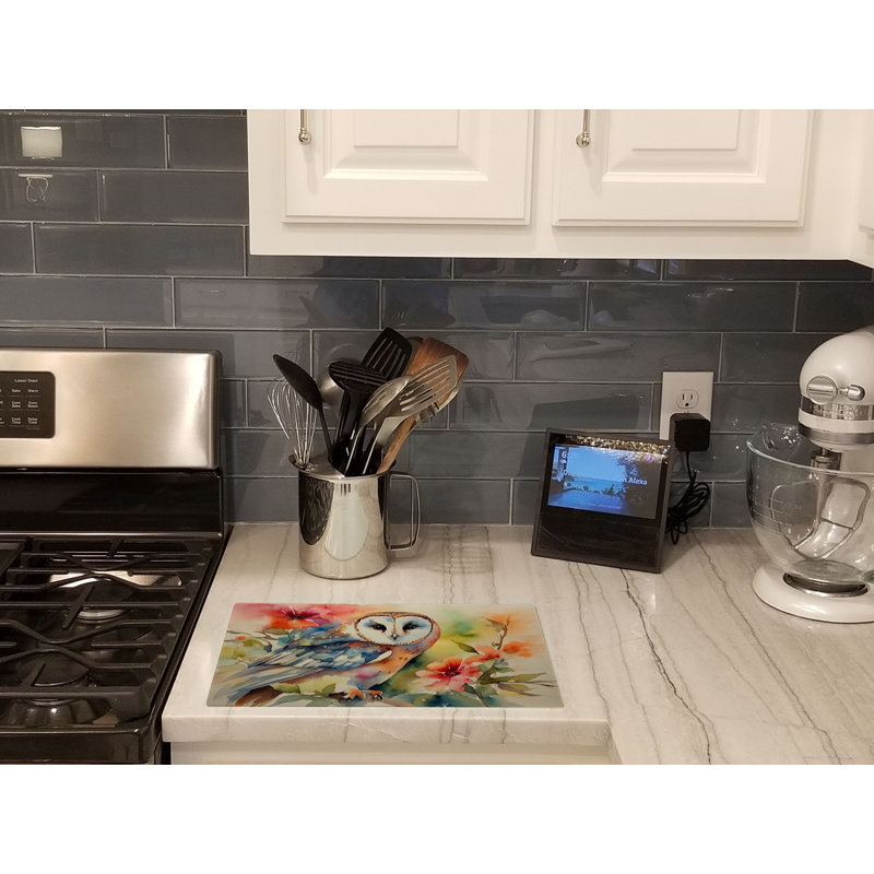Barn Owl Glass Cutting Board