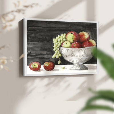 Aquarelle, bol à fruits I - reproduction encadrée - réarmable